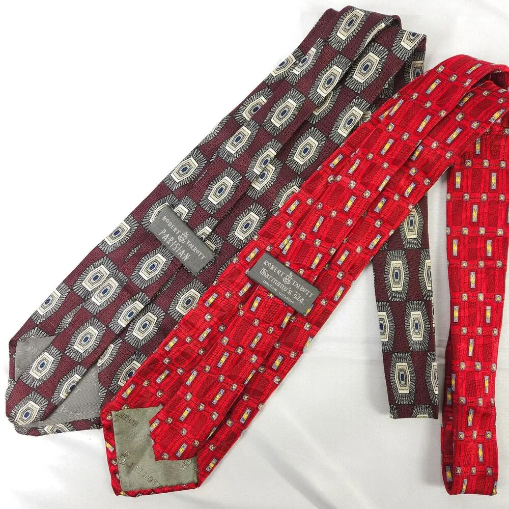 2 Robert Talbott Geometric Silk‎ Mens Ties Made in the USA 58